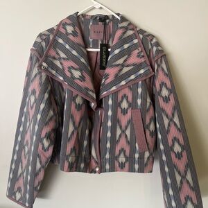 Blank NYC Women's Pink and Gray Bomber Jacket